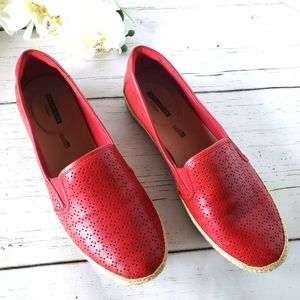 Clarks Danelly Molly Leather Flats Espadrille Red